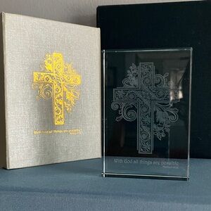 With God All Things Are Possible (Matthew 19:26) Glass Block Decor with Box